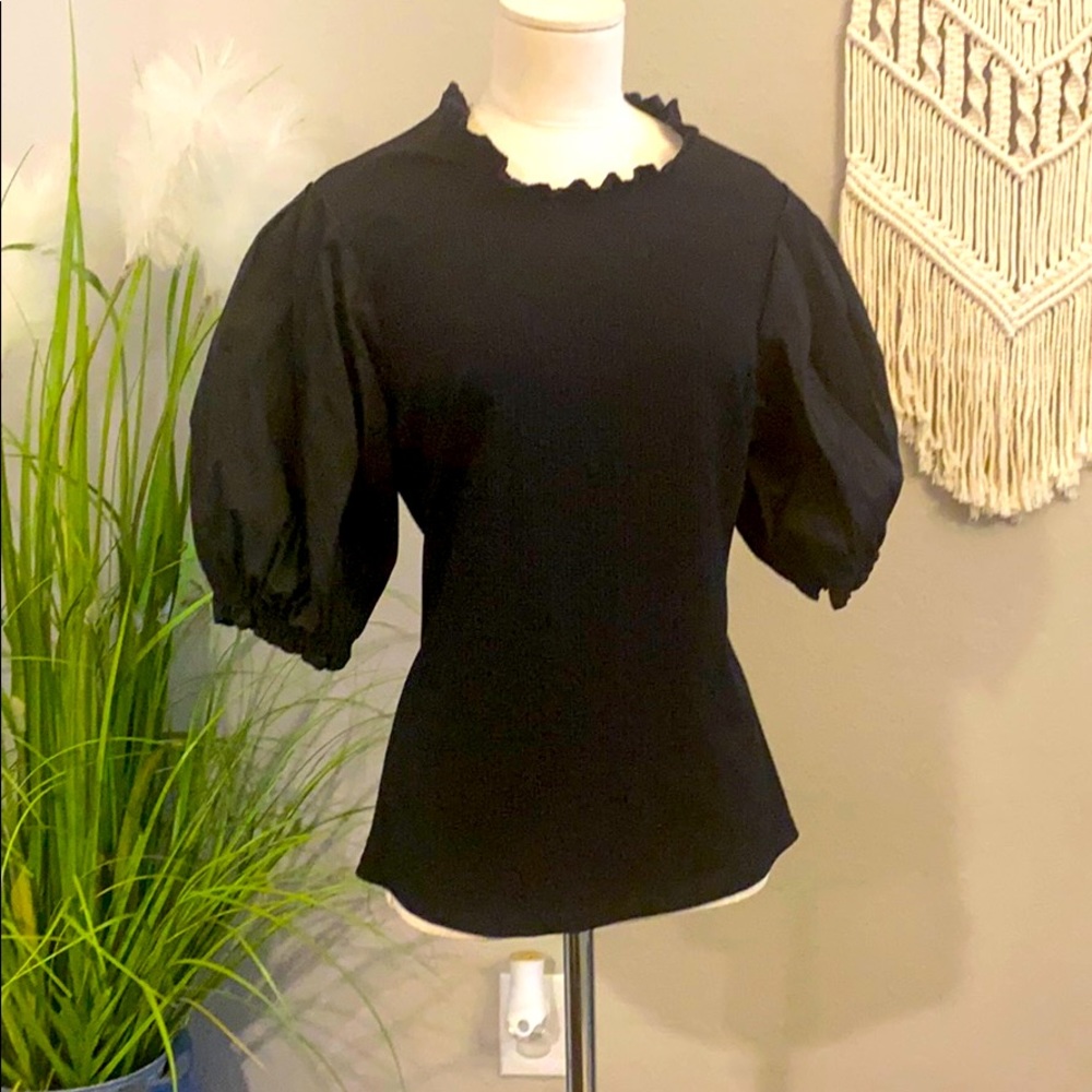 Black bubble sleeve blouse